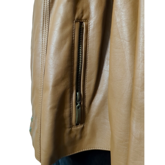 Addition Elle caramel embellished aux leather jacket size 20 - Picture 7 of 12